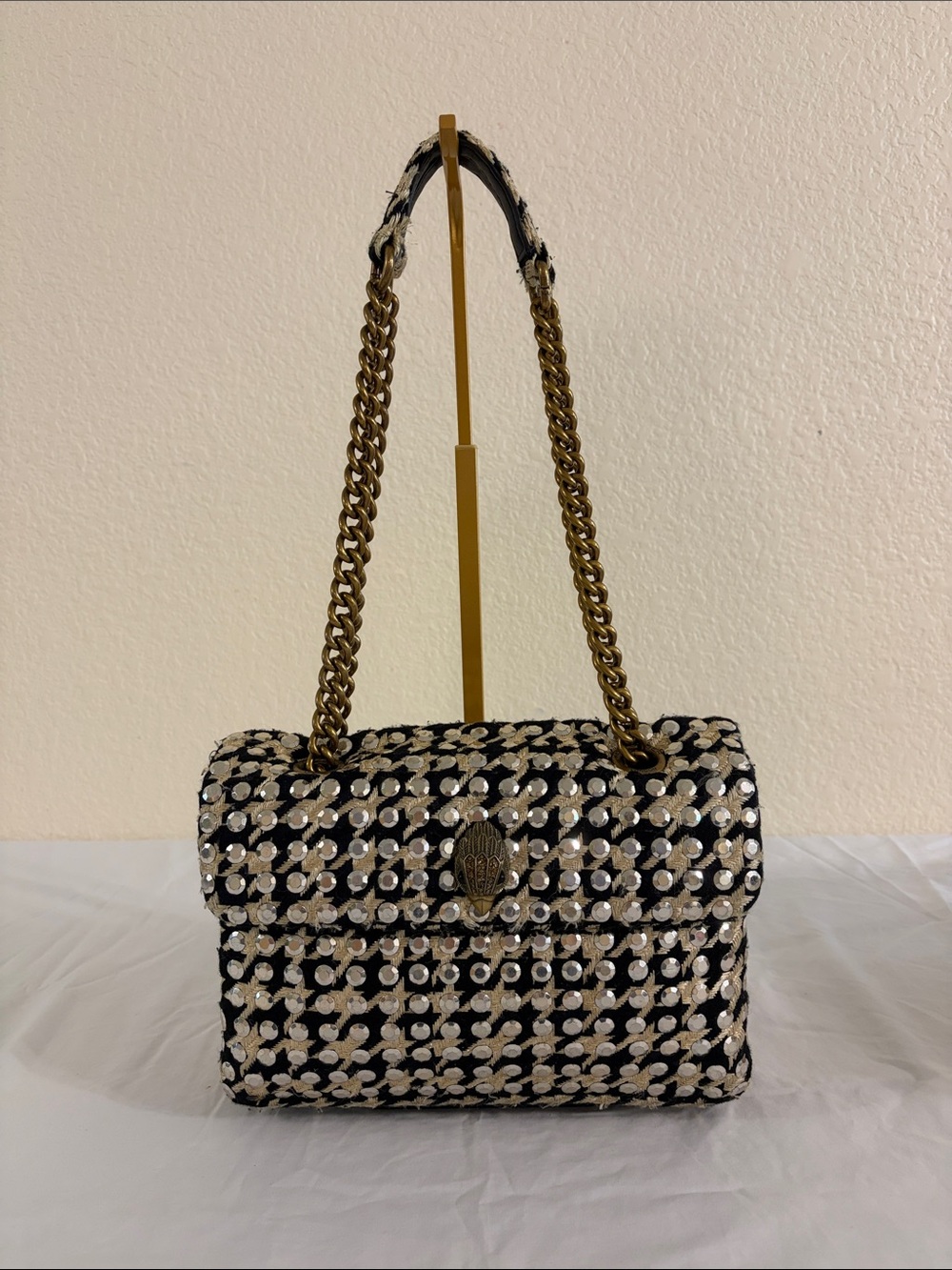 Kurt Geiger London Kensington Houndstooth Studs Shoulder Crossbody Bag